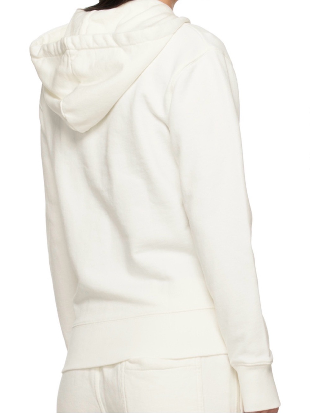 MAISON KITSUNE White Zip-Up Fox Patch Hoodie - Picture 7 of 8